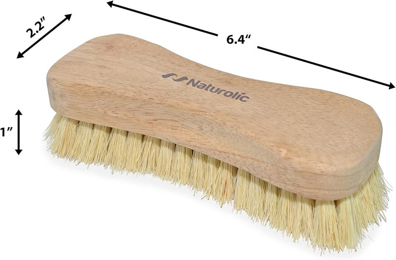 Naturolic All-Natural Wooden Scrub Brush Set | Wooden Handle | Tampico and Palmyra bristles | Eco Friendly Cleaning Products | Pack of 2 - Image 3